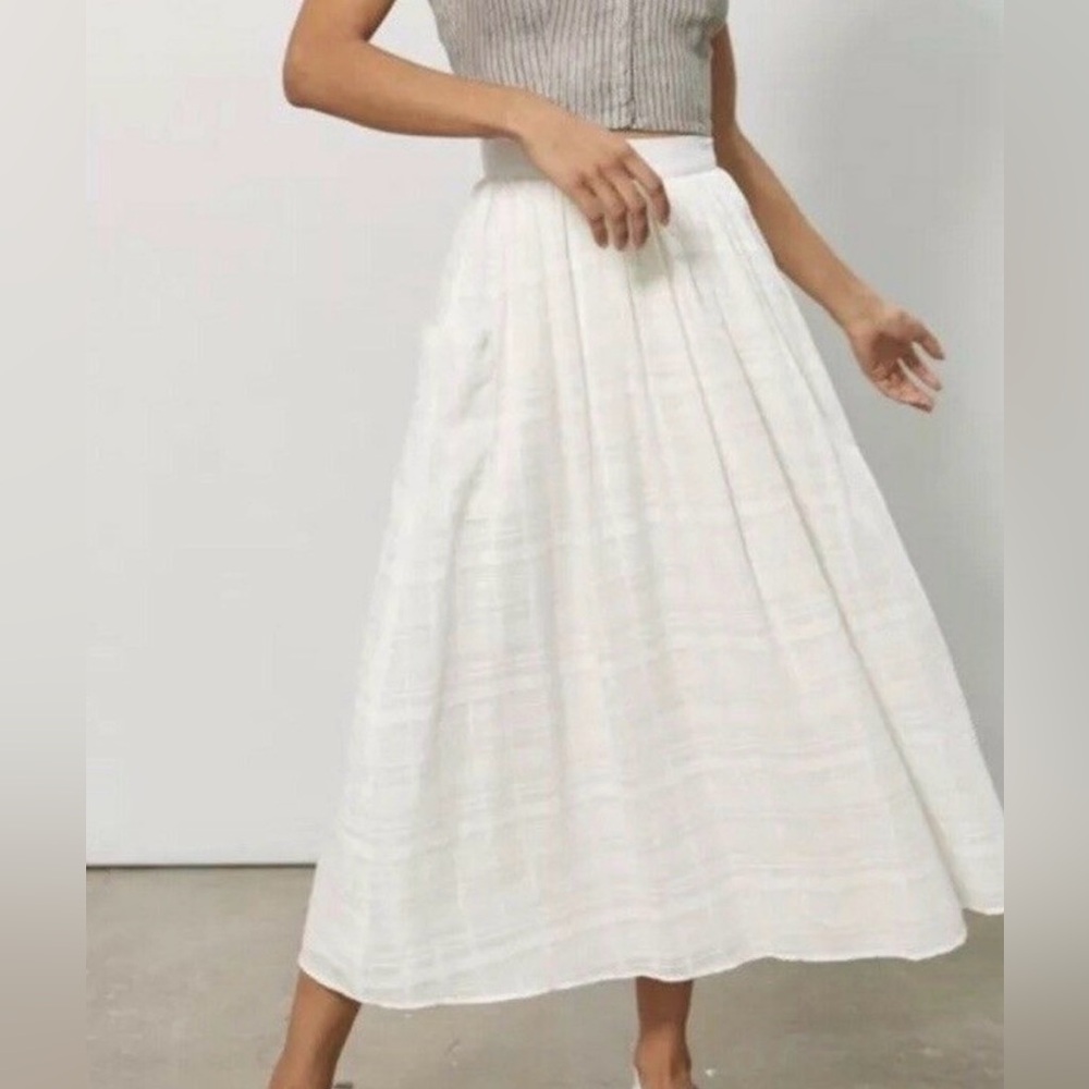 Mara Hoffman White A-Line Midi Skirt